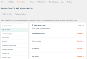 WP Webhooks Receive Data Webhook Aactions Content