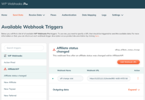 WP Webhooks Send Data Tab Endpoint Content