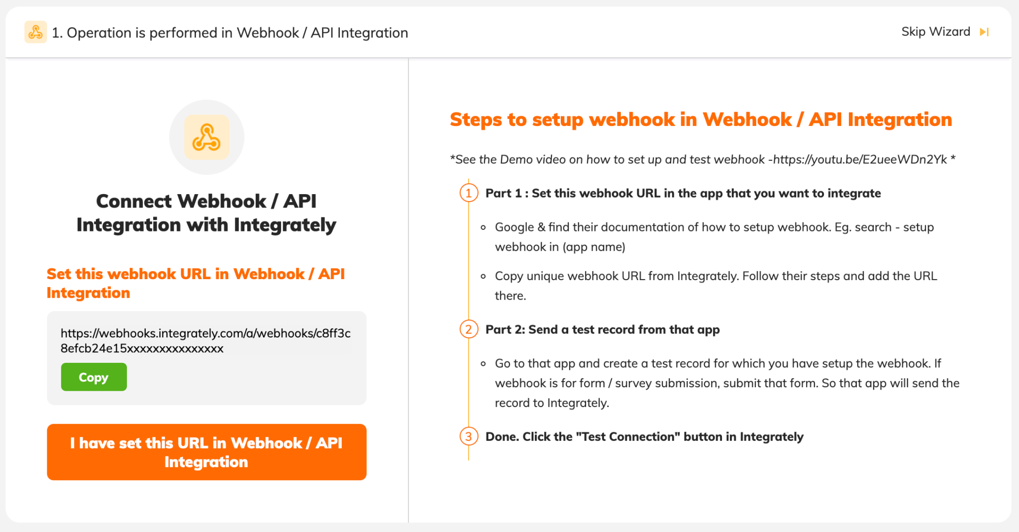 The Integrately of the Pabbly webhooks module